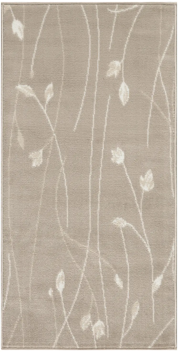 2' X 4' Beige and Ivory Floral Power Loom Area Rug