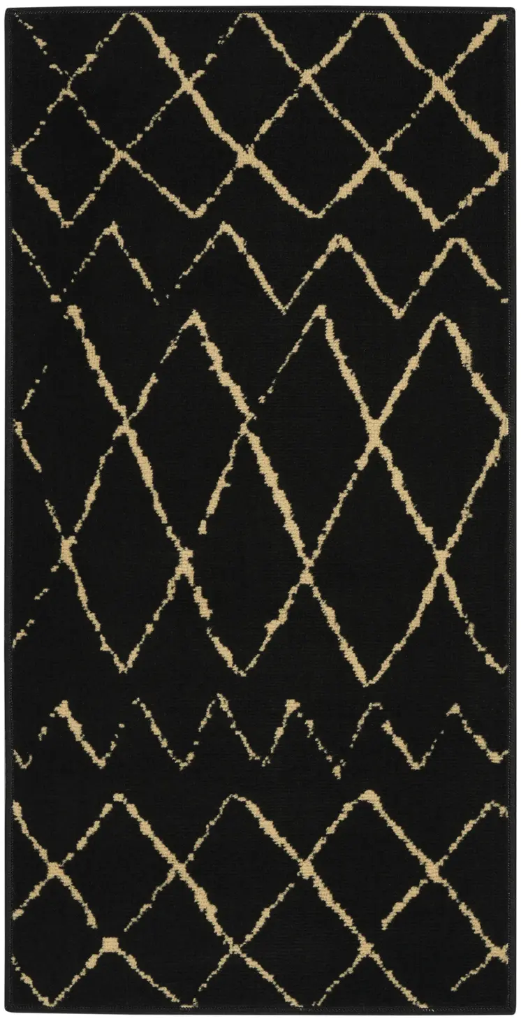 2' X 4' Beige And Black Floral Distressed Area Rug