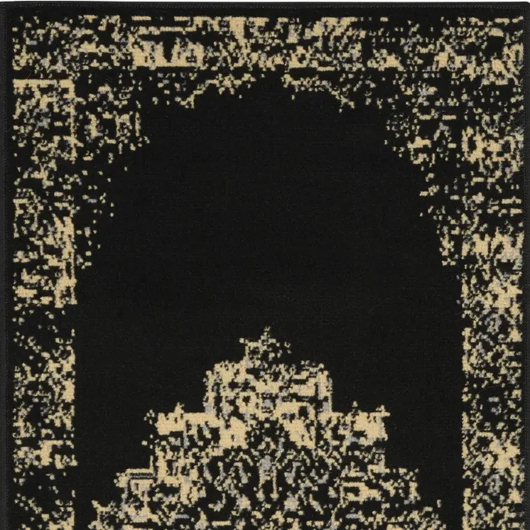 2' X 4' Tan And Black Medallion Distressed Area Rug