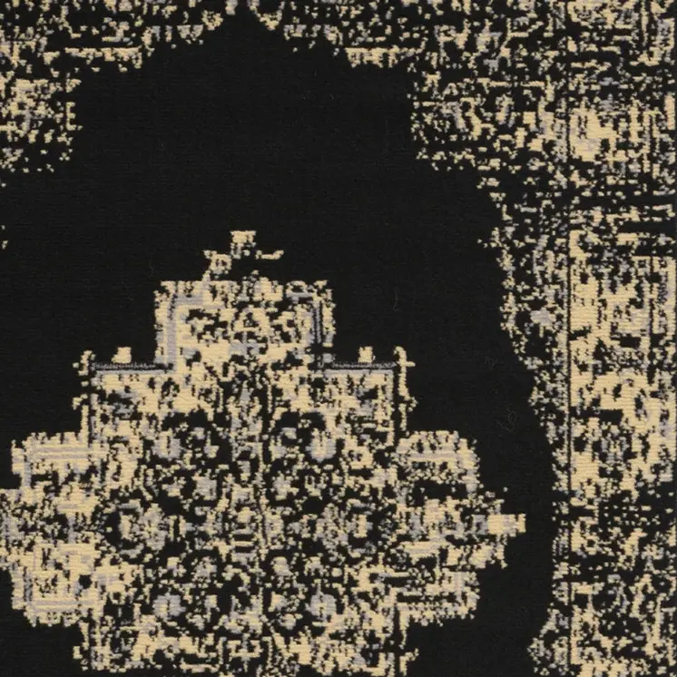 3' X 5' Tan and Black Medallion Distressed Non Skid Area Rug