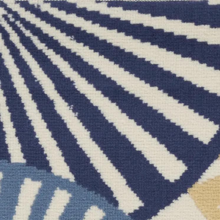 2' X 4' Blue and Beige Geometric Power Loom Area Rug
