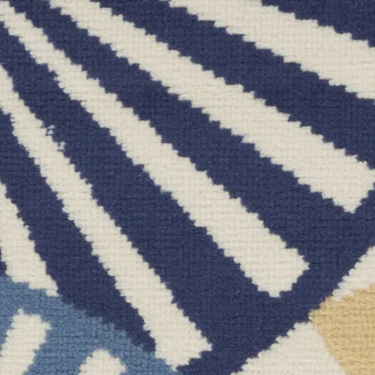 2' X 4' Blue and Beige Geometric Power Loom Area Rug