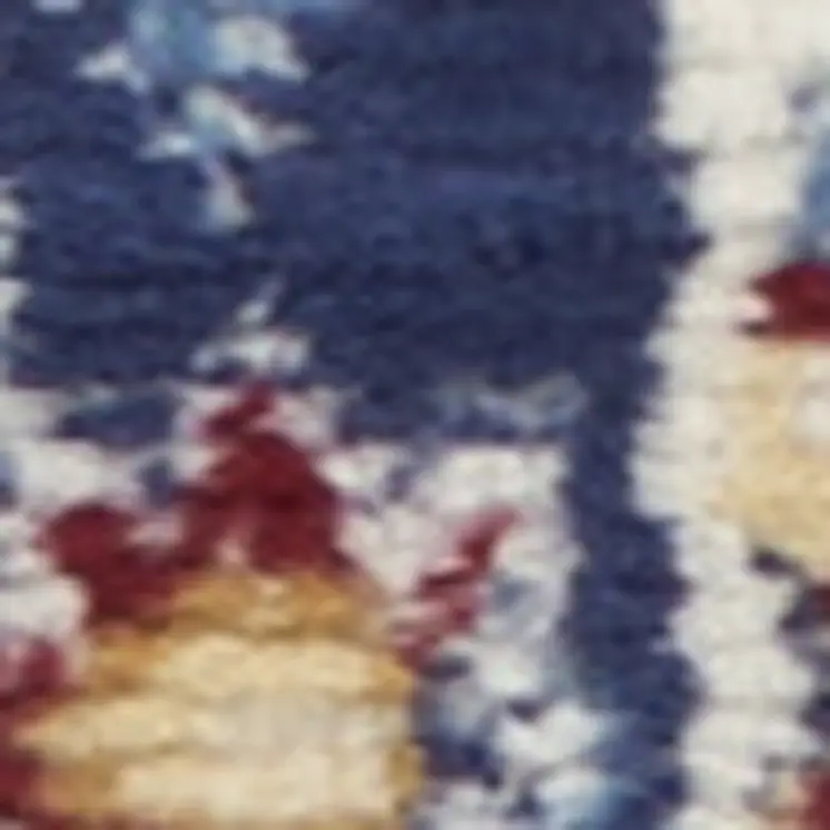 3' X 5' Ivory Red and Blue Ogee Distressed Non Skid Area Rug