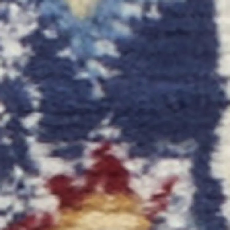 2' X 4' Ivory Red and Blue Ogee Distressed Non Skid Area Rug