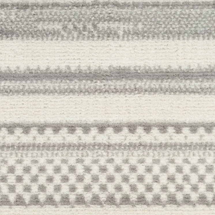2' X 4' Gray and Ivory Striped Power Loom Distressed Area Rug