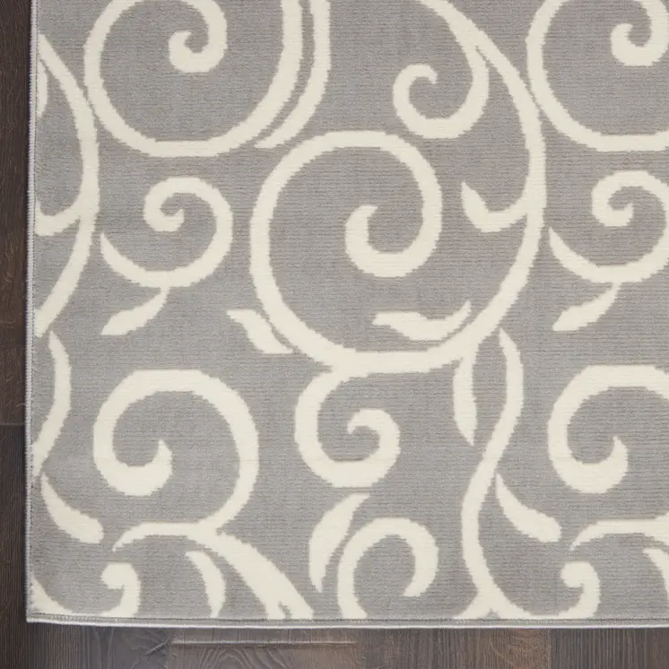 3' X 5' Gray and Pink Floral Vines Power Loom Area Rug