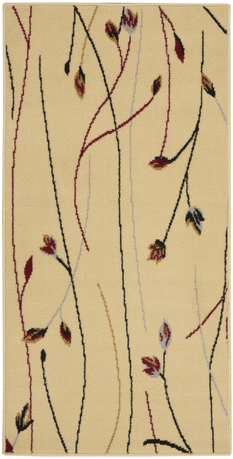 2' X 4' Ivory And Black Floral Area Rug