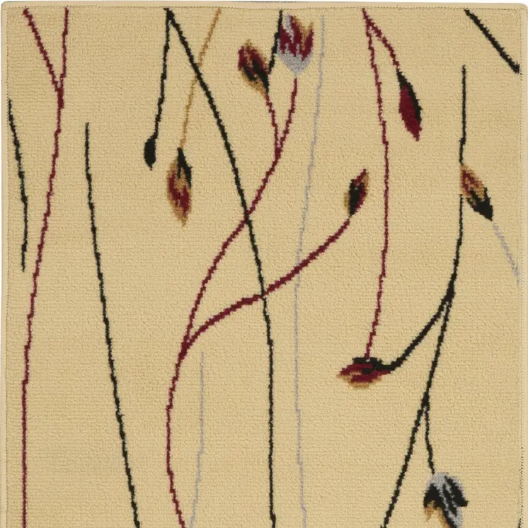 2' X 4' Ivory And Black Floral Area Rug
