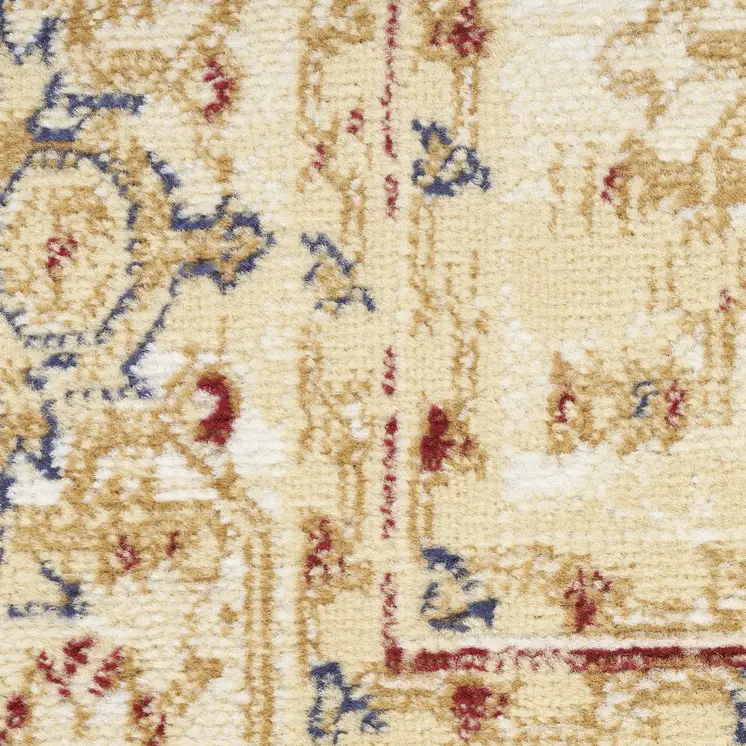 2' X 4' Beige and Ivory Medallion Power Loom Distressed Area Rug