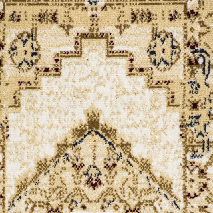 2' X 4' Beige and Ivory Medallion Power Loom Distressed Area Rug