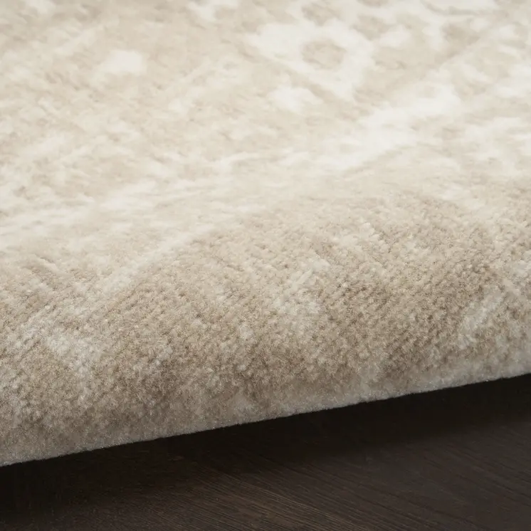 2' X 4' Beige and Ivory Medallion Power Loom Distressed Area Rug