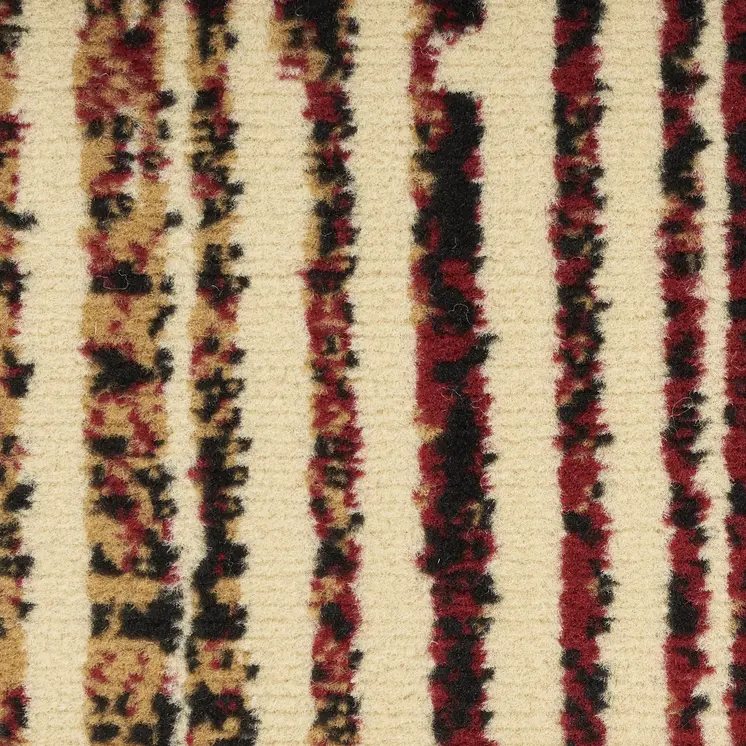 2' X 4' Tan Black and Red Striped Non Skid Area Rug