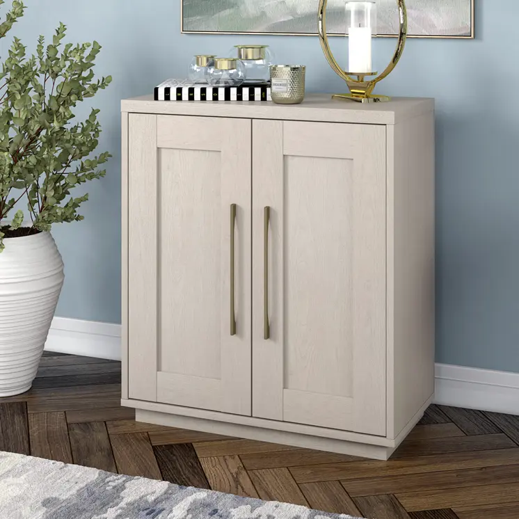 32" White Wood Accent Cabinet With Two Doors