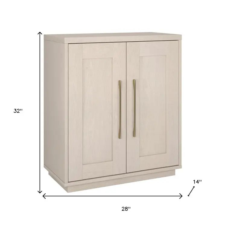 32" White Wood Accent Cabinet With Two Doors