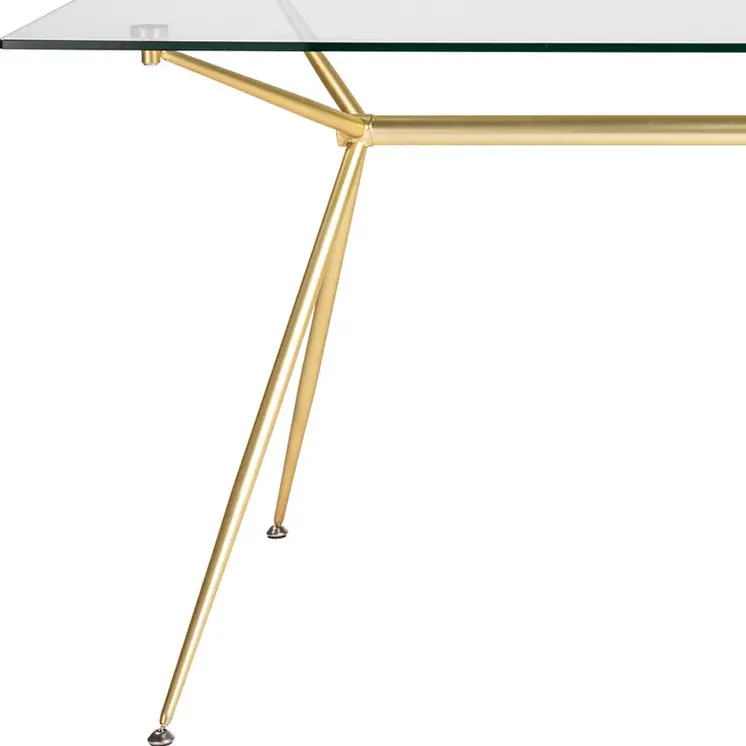 60" Clear And Gold Glass And Steel Dining Table