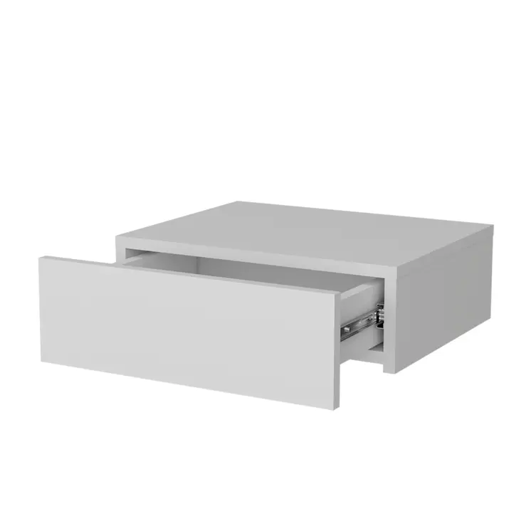 5" White Wood One Drawer Floating Nightstand