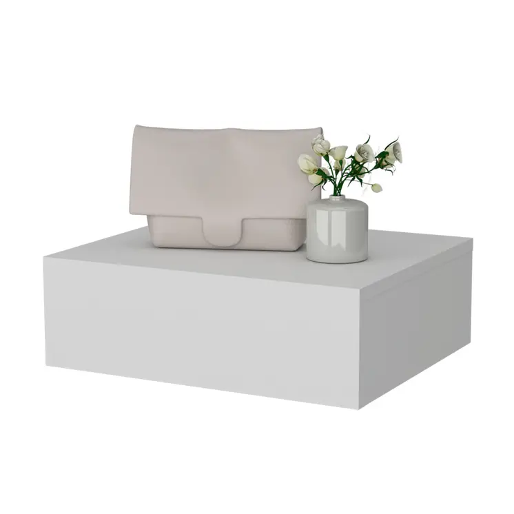 5" White Wood One Drawer Floating Nightstand