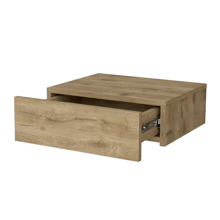 5" Beige Wood One Drawer Floating Nightstand