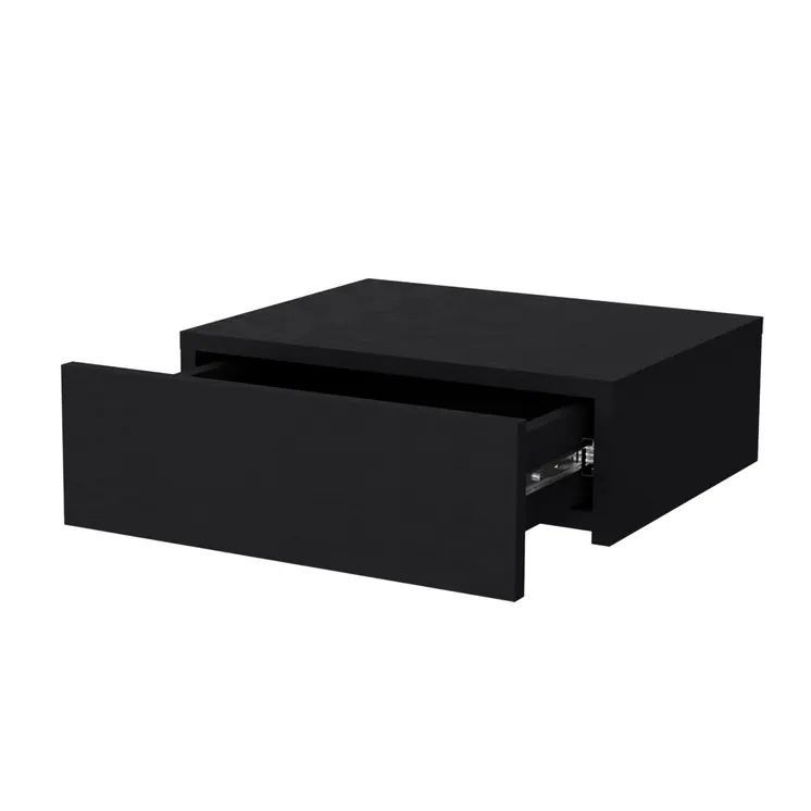 5" Black Wood One Drawer Floating Nightstand