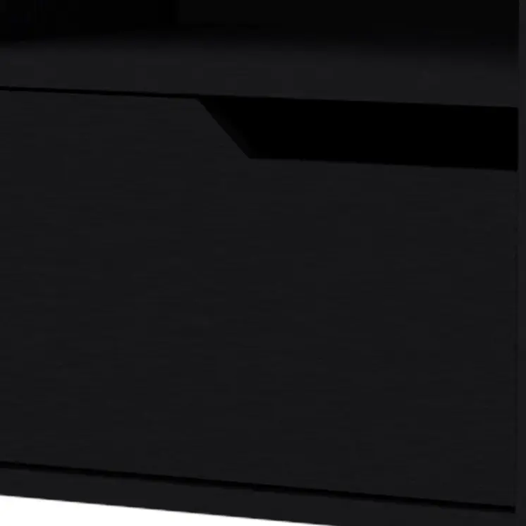 13" Black Wood One Drawer Floating Nightstand