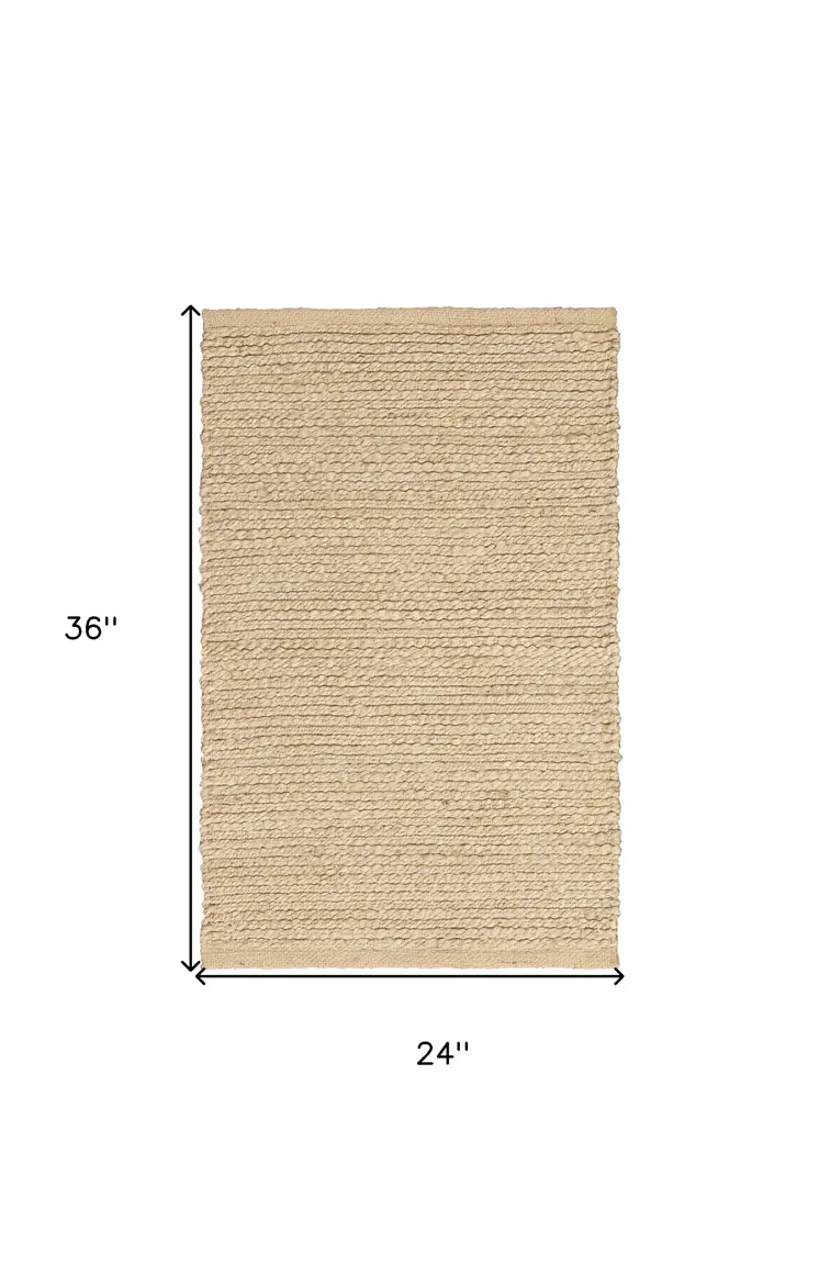 2' X 3' Natural Jute Flatweave Handmade Area Rug