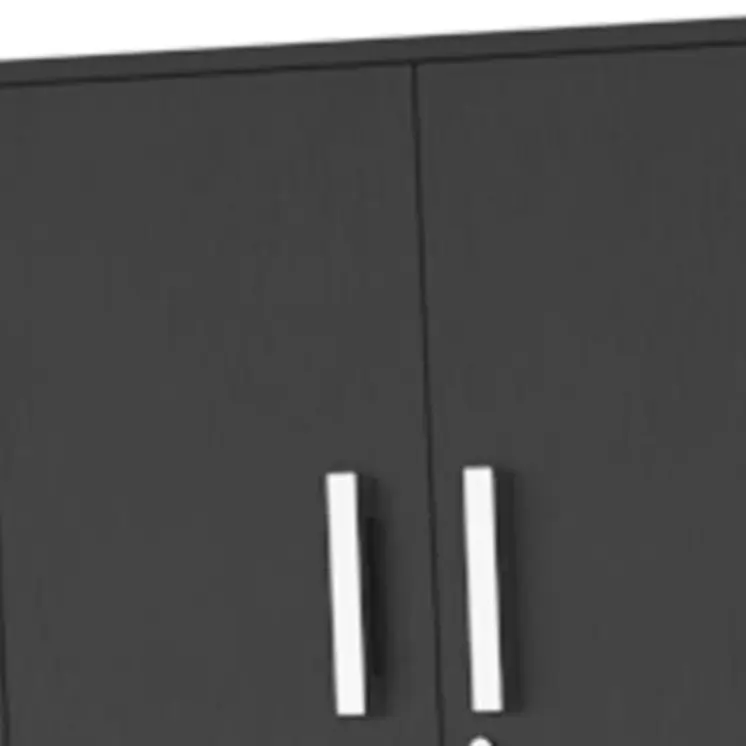 28" Black Wall mounted Accent Cabinet With Nine Shelves And Three Drawers