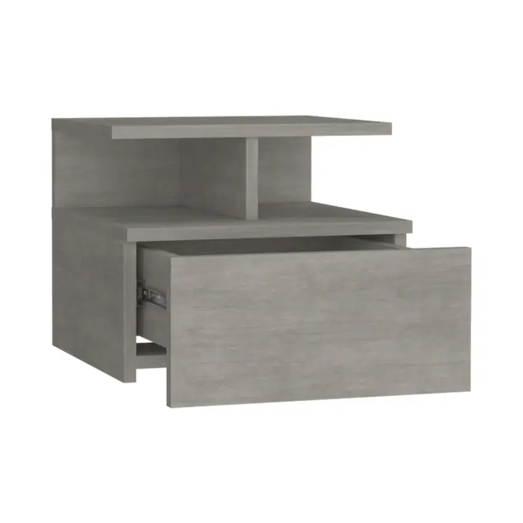 13" Gray Wood One Drawer Floating Nightstand