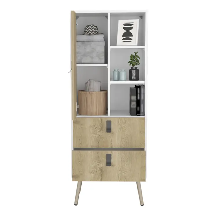 20" White and Natural Two Drawer Chest
