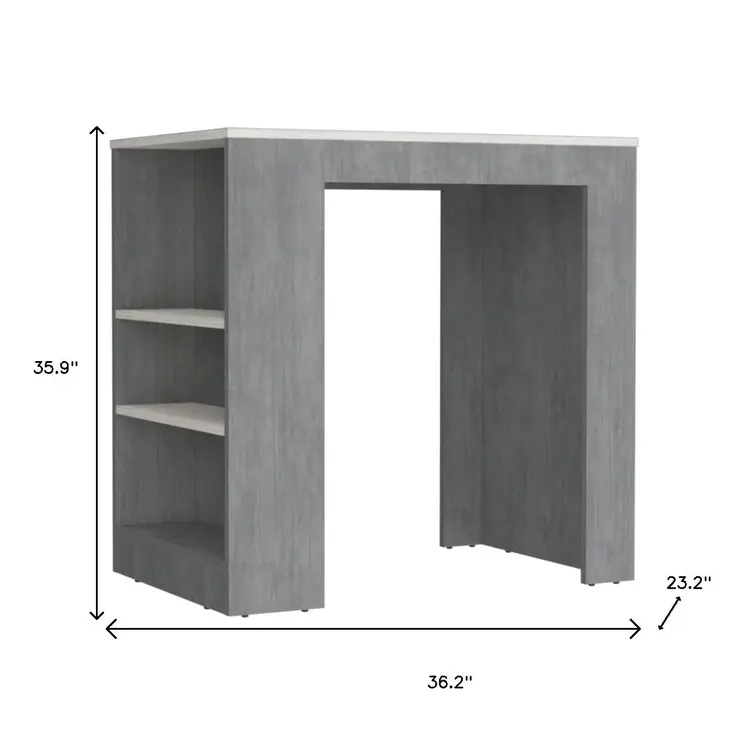 36" Gray Wood Kitchen Island With Storage