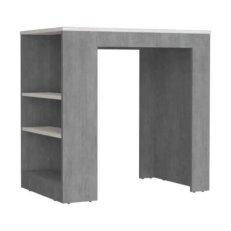 36" Gray Wood Kitchen Island With Storage