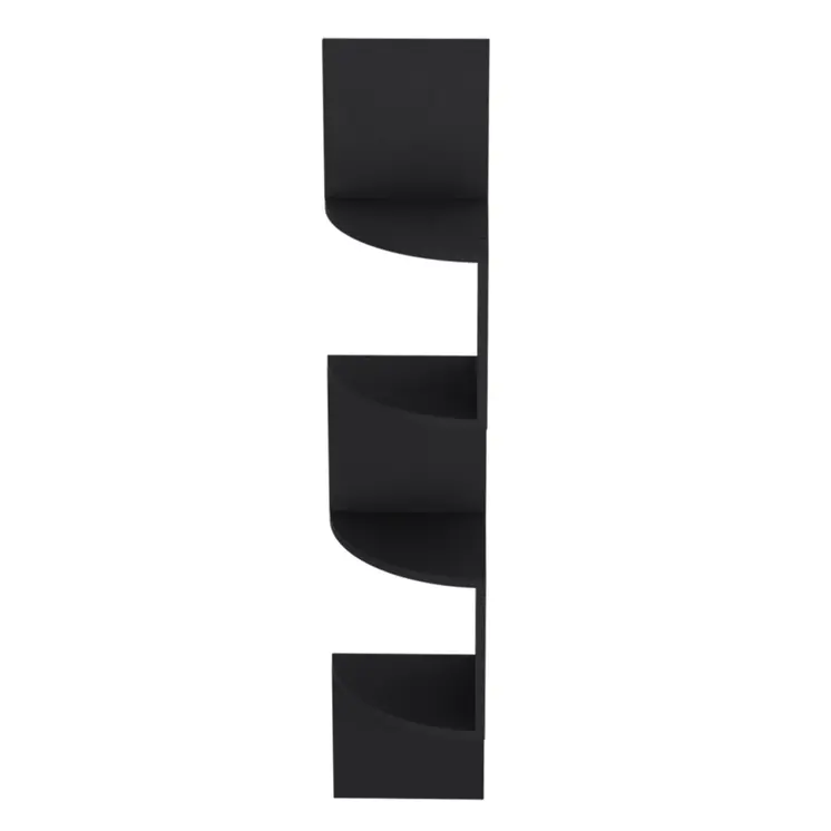10" Black Wood Wall Mounted Corner Shelf
