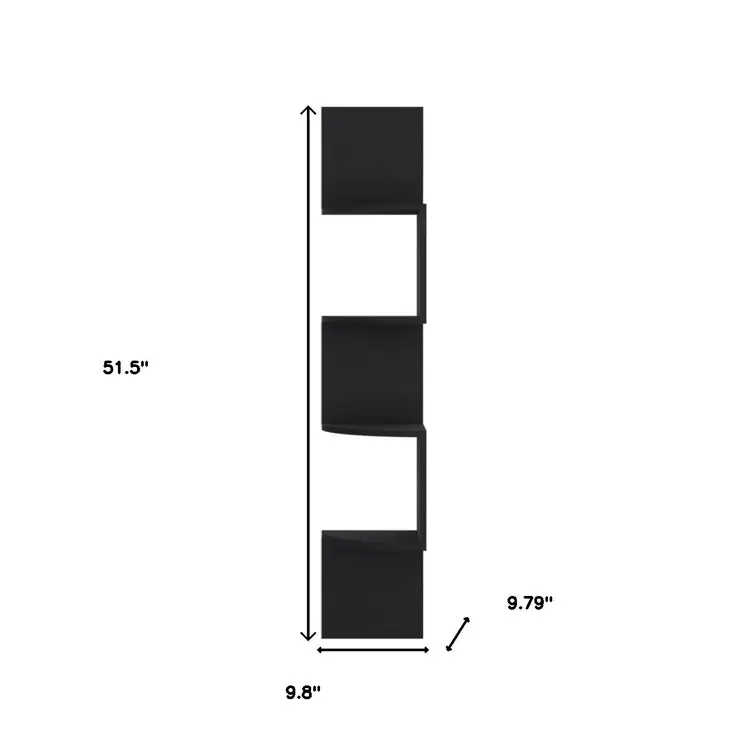 10" Black Wood Wall Mounted Corner Shelf