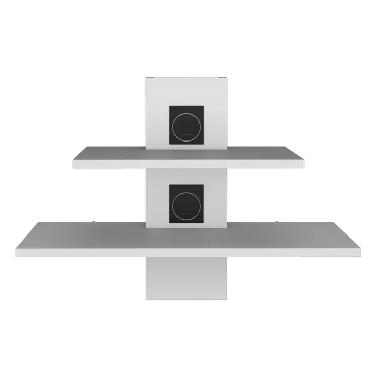 24" White Wood Wall Mounted Tiered Shelf