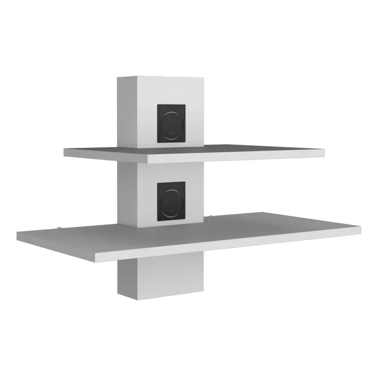 24" White Wood Wall Mounted Tiered Shelf