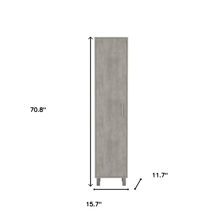 71" Gray Wood Pantry Or Storage Closet