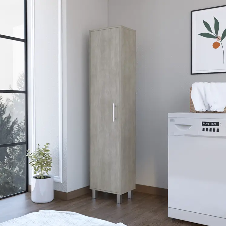 71" Gray Wood Pantry Or Storage Closet