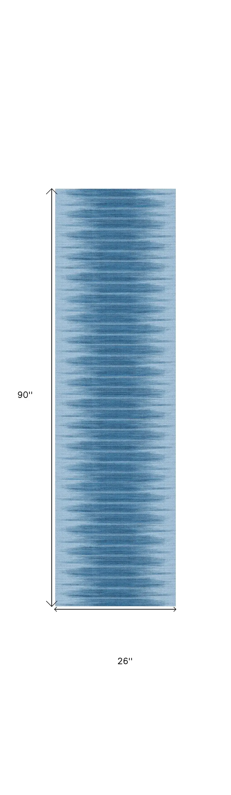 8' Blue Ombre Distressed Non Skid Runner Rug