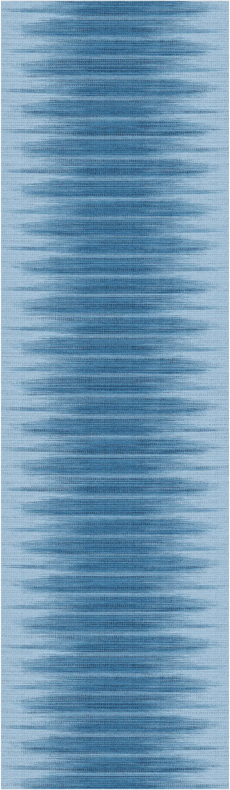 8' Blue Ombre Distressed Non Skid Runner Rug