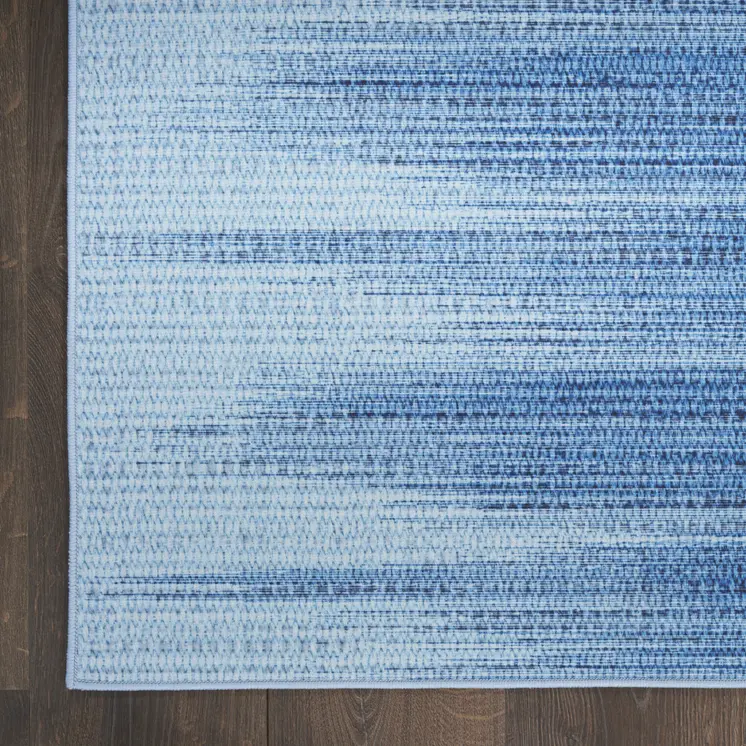 5' X 7' Blue Ombre Distressed Non Skid Area Rug