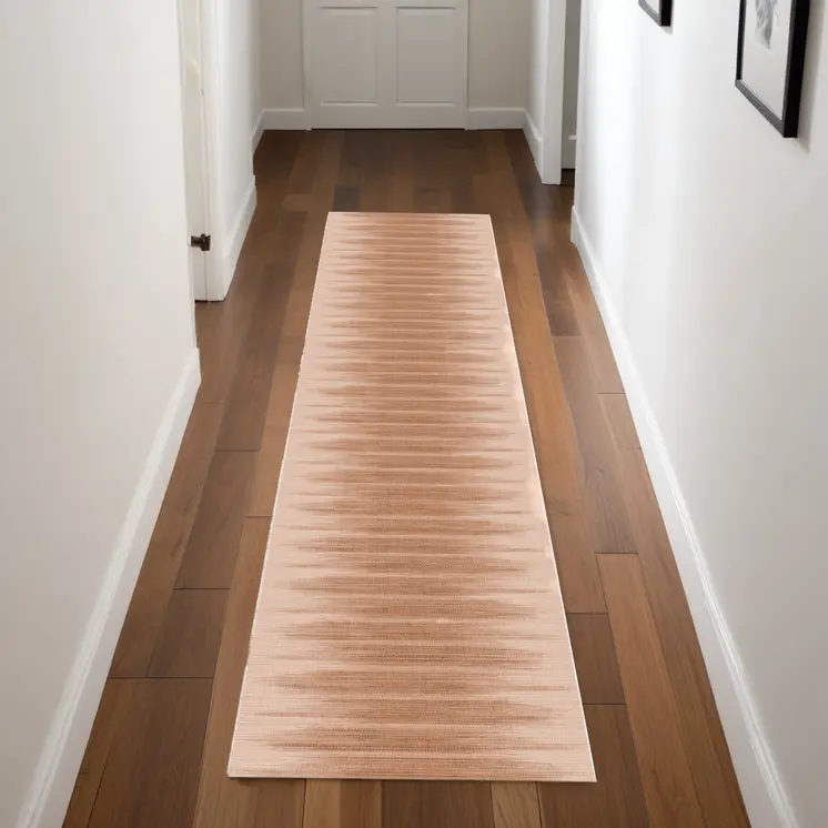 8' Brown Ombre Distressed Non Skid Runner Rug