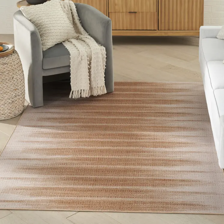 5' X 7' Brown Ombre Distressed Non Skid Area Rug
