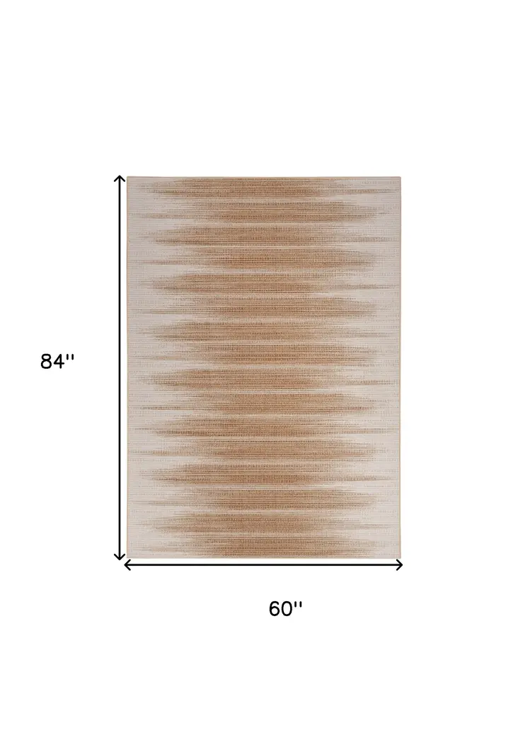 5' X 7' Brown Ombre Distressed Non Skid Area Rug