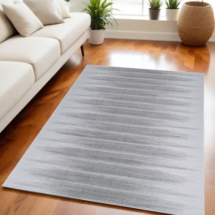 5' X 7' Gray Ombre Distressed Non Skid Area Rug