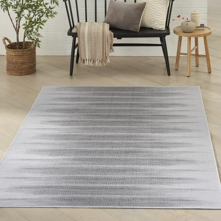 5' X 7' Gray Ombre Distressed Non Skid Area Rug