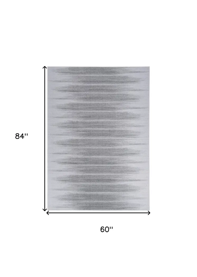 5' X 7' Gray Ombre Distressed Non Skid Area Rug