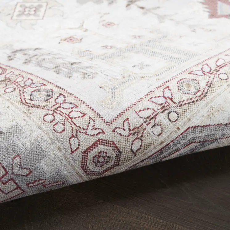 5' X 7' Ivory and Gray Oriental Distressed Non Skid Area Rug