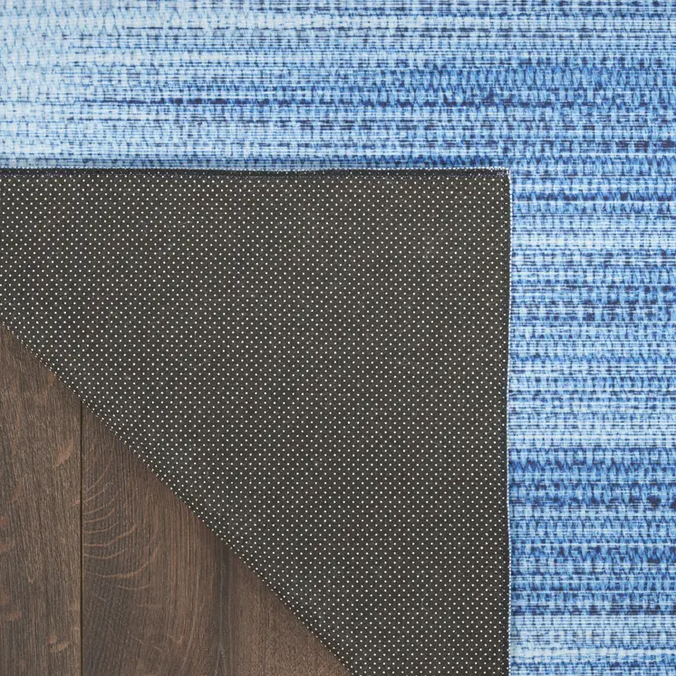 6' X 9' Blue Ombre Distressed Non Skid Area Rug