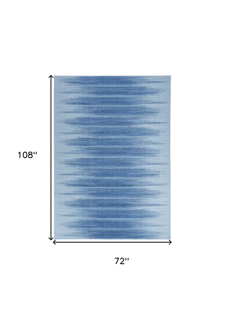 6' X 9' Blue Ombre Distressed Non Skid Area Rug