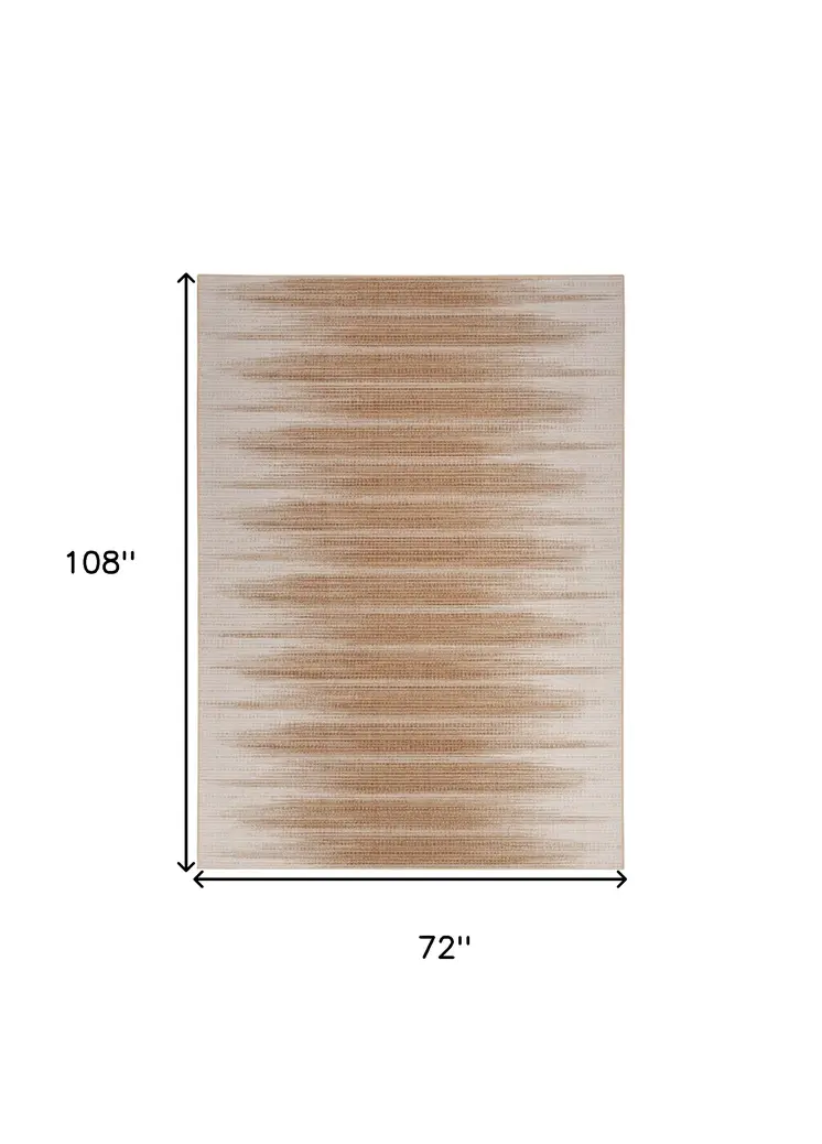 6' X 9' Brown Ombre Distressed Non Skid Area Rug