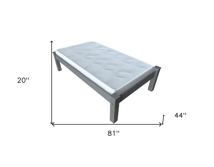 Gray Solid Wood Twin Bed Frame